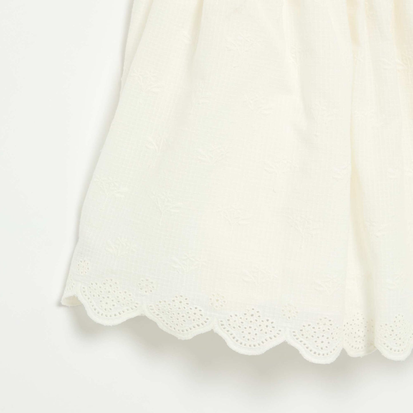 Robe à fines bretelles non réglables avec broderies BLANC