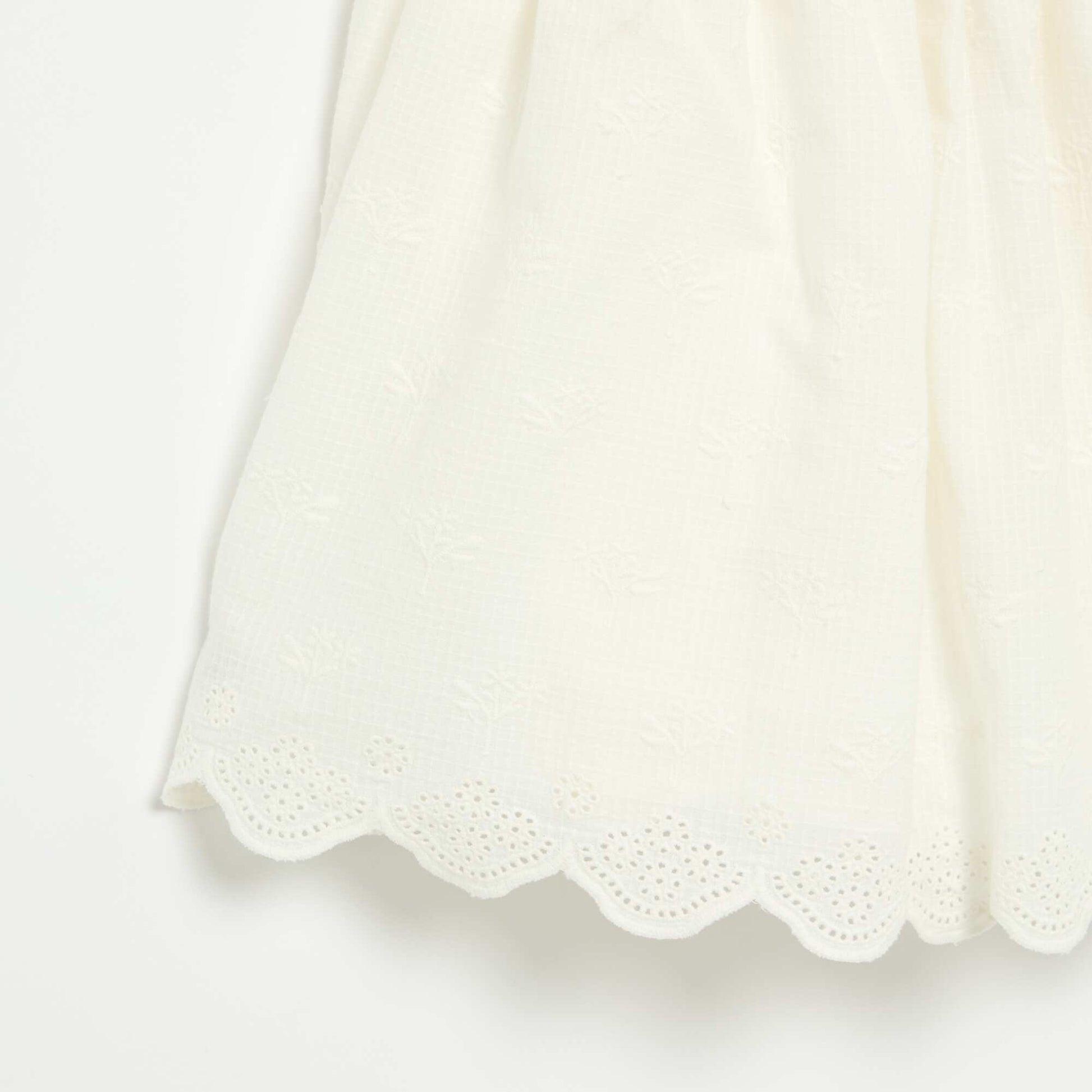 Robe à fines bretelles non réglables avec broderies BLANC