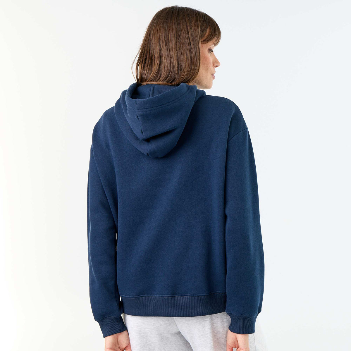 Sweat à capuche uni avec poche kangourou BLEU
