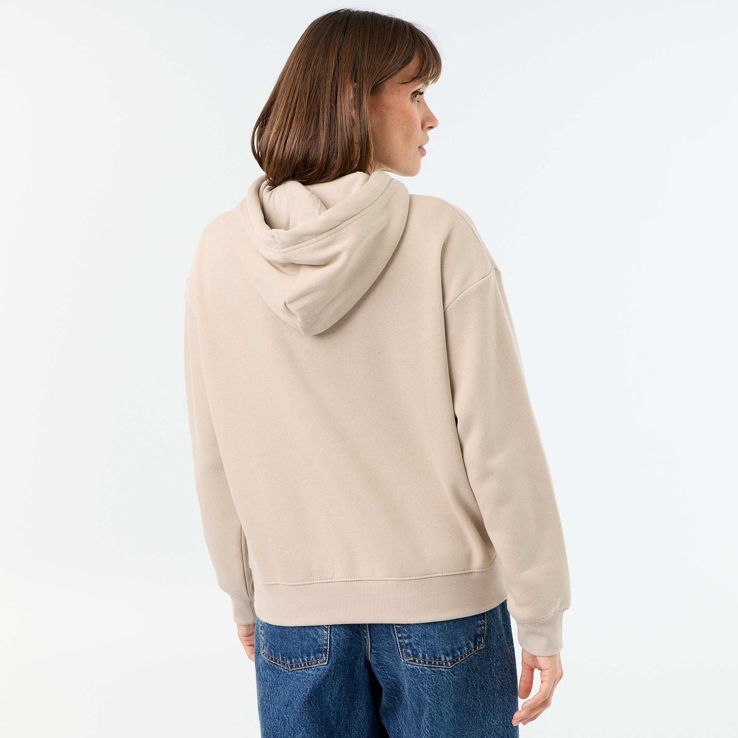 Sweat à capuche uni avec poche kangourou BEIGE