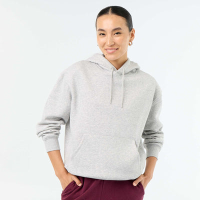 Sweat à capuche uni avec poche kangourou GRIS