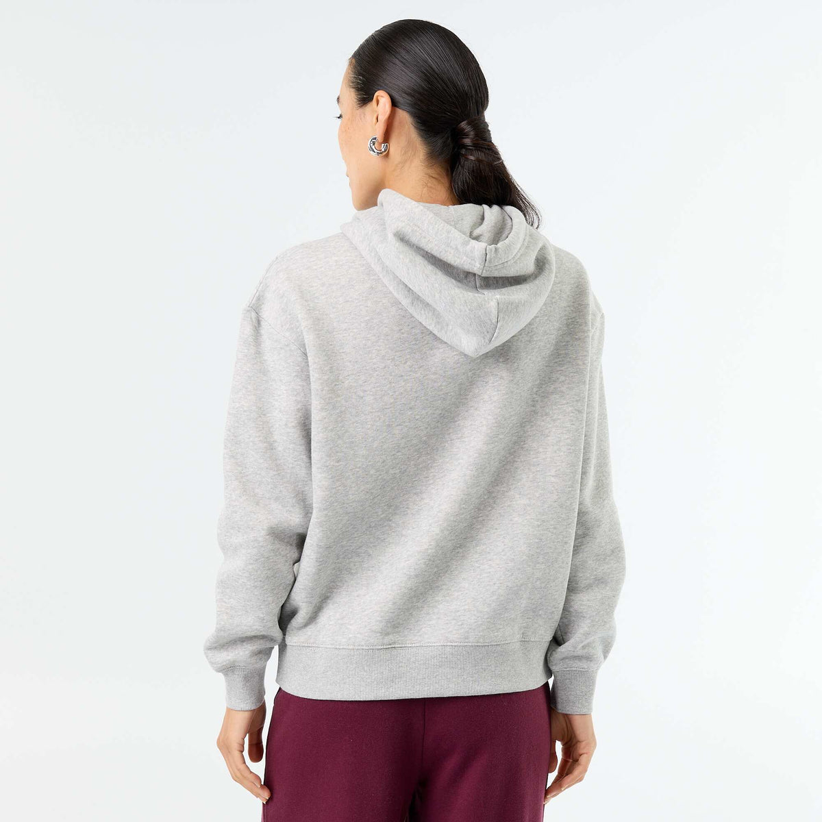 Sweat à capuche uni avec poche kangourou GRIS