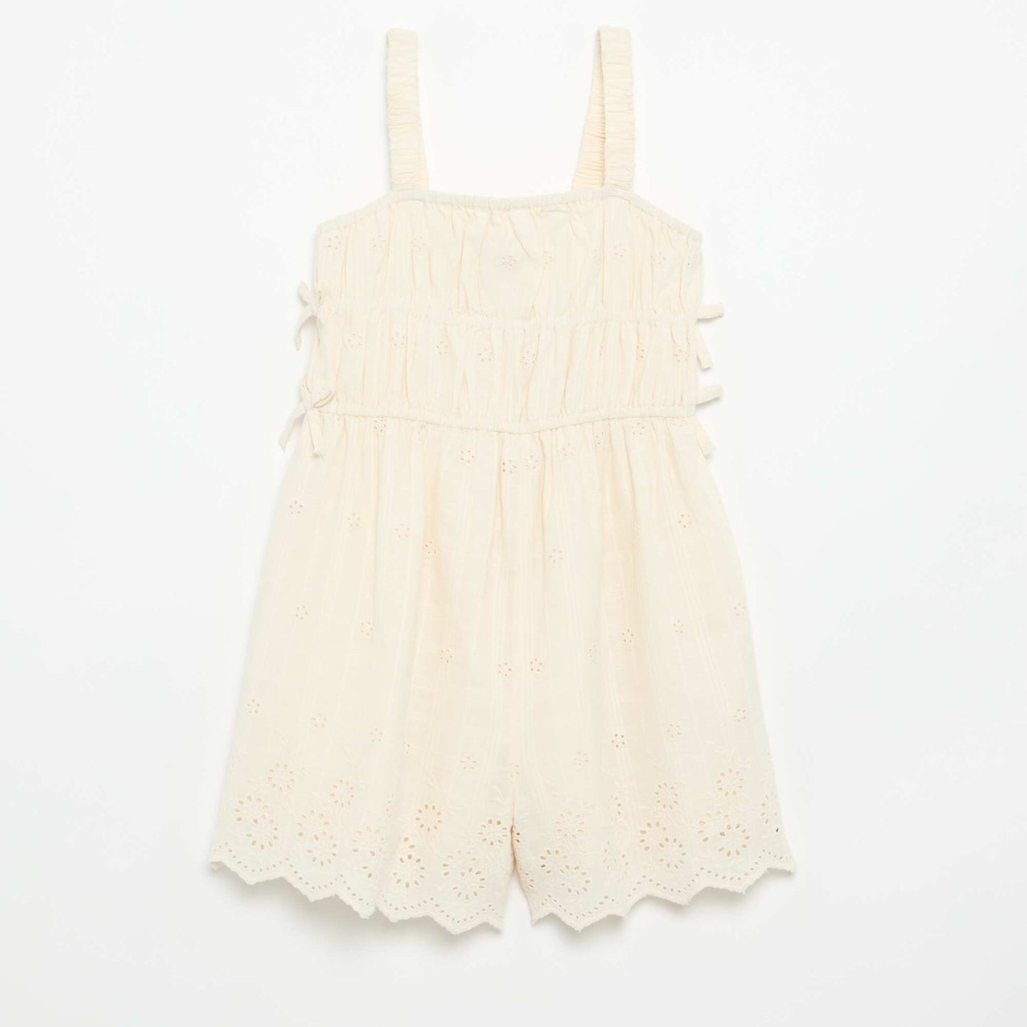 Robe à fines bretelles avec broderies all over BLANC