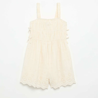 Robe à fines bretelles avec broderies all over BLANC