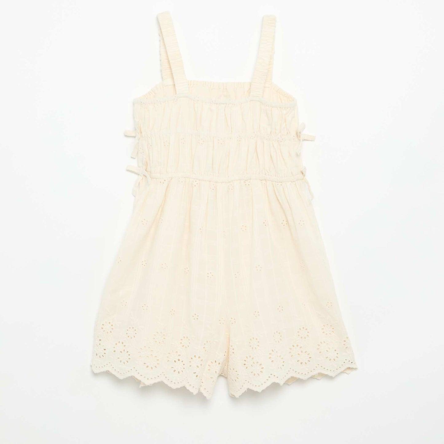Robe à fines bretelles avec broderies all over BLANC