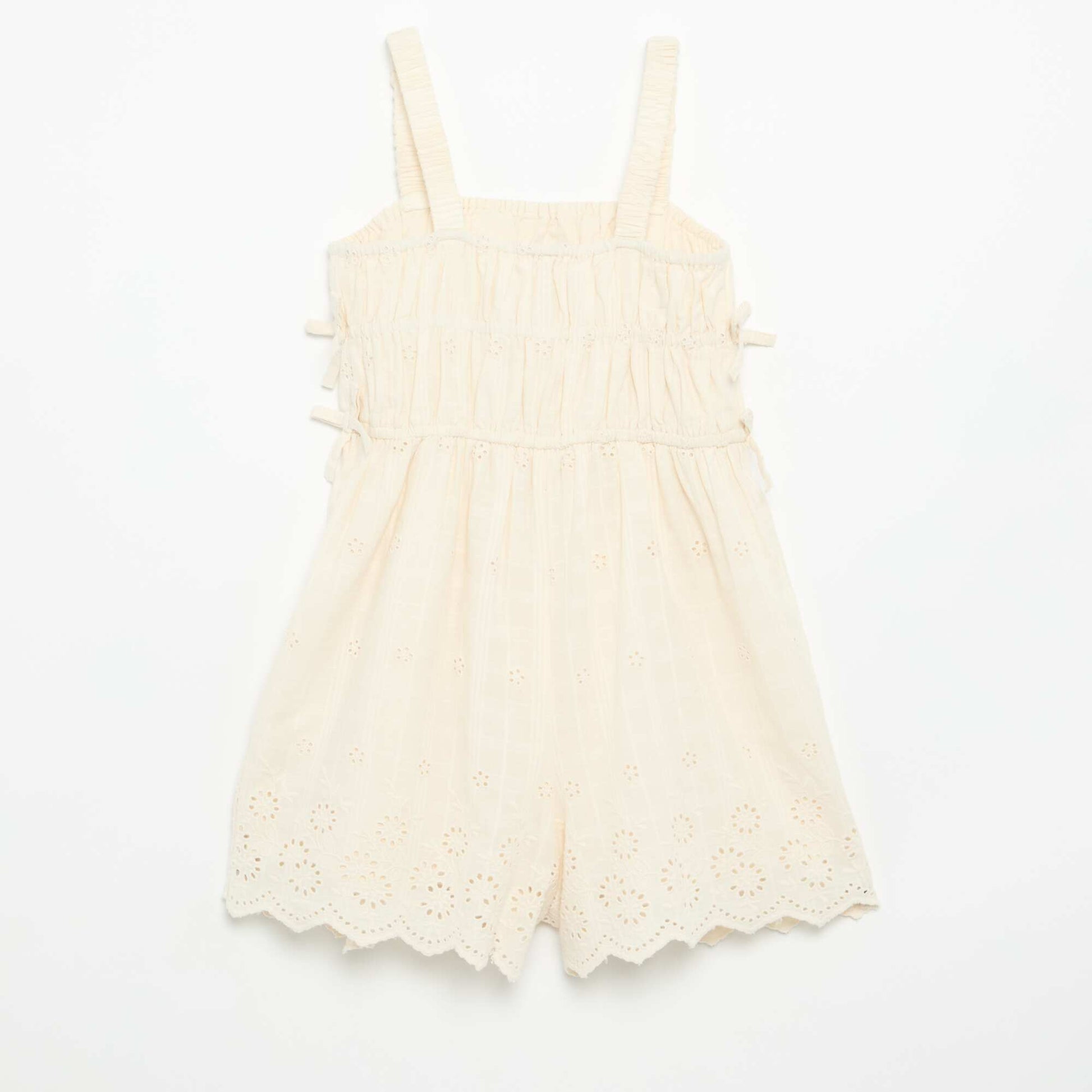 Robe à fines bretelles avec broderies all over BLANC