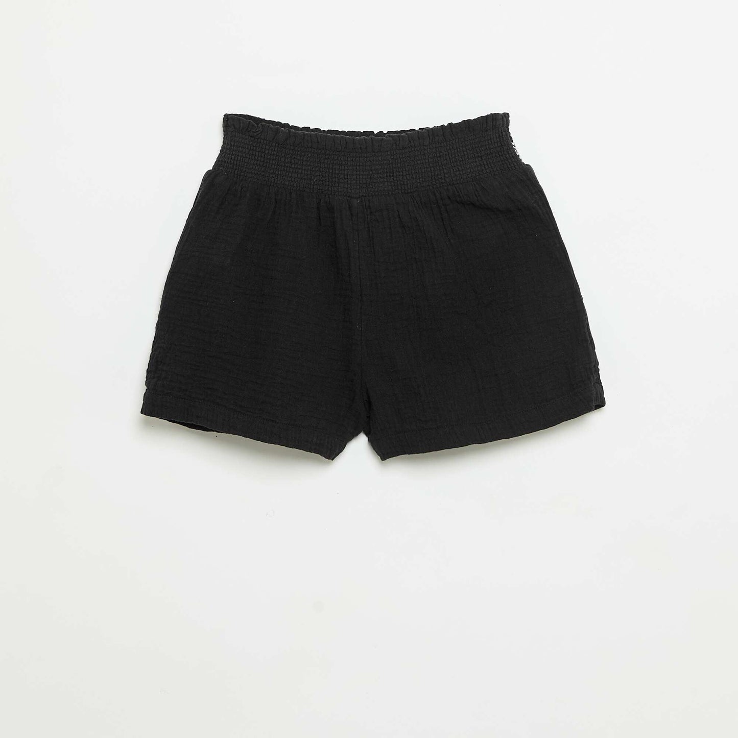 Short brodé en gaze de coton NOIR