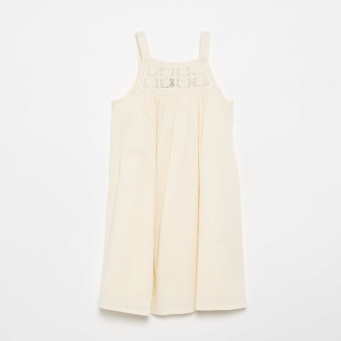 Robe en crochet et matière crêpée BLANC