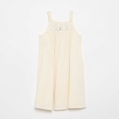 Robe en crochet et matière crêpée BLANC