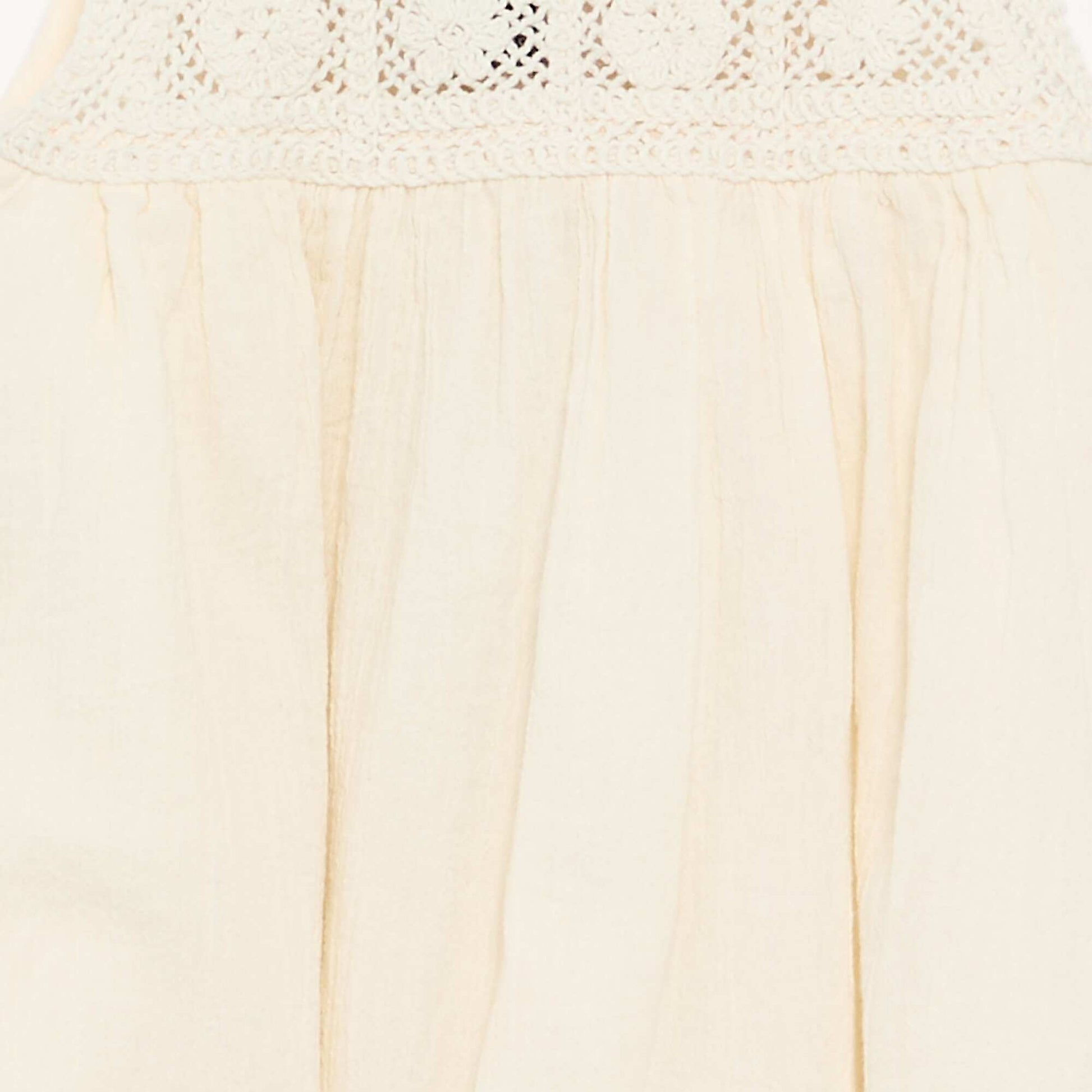 Robe en crochet et matière crêpée BLANC