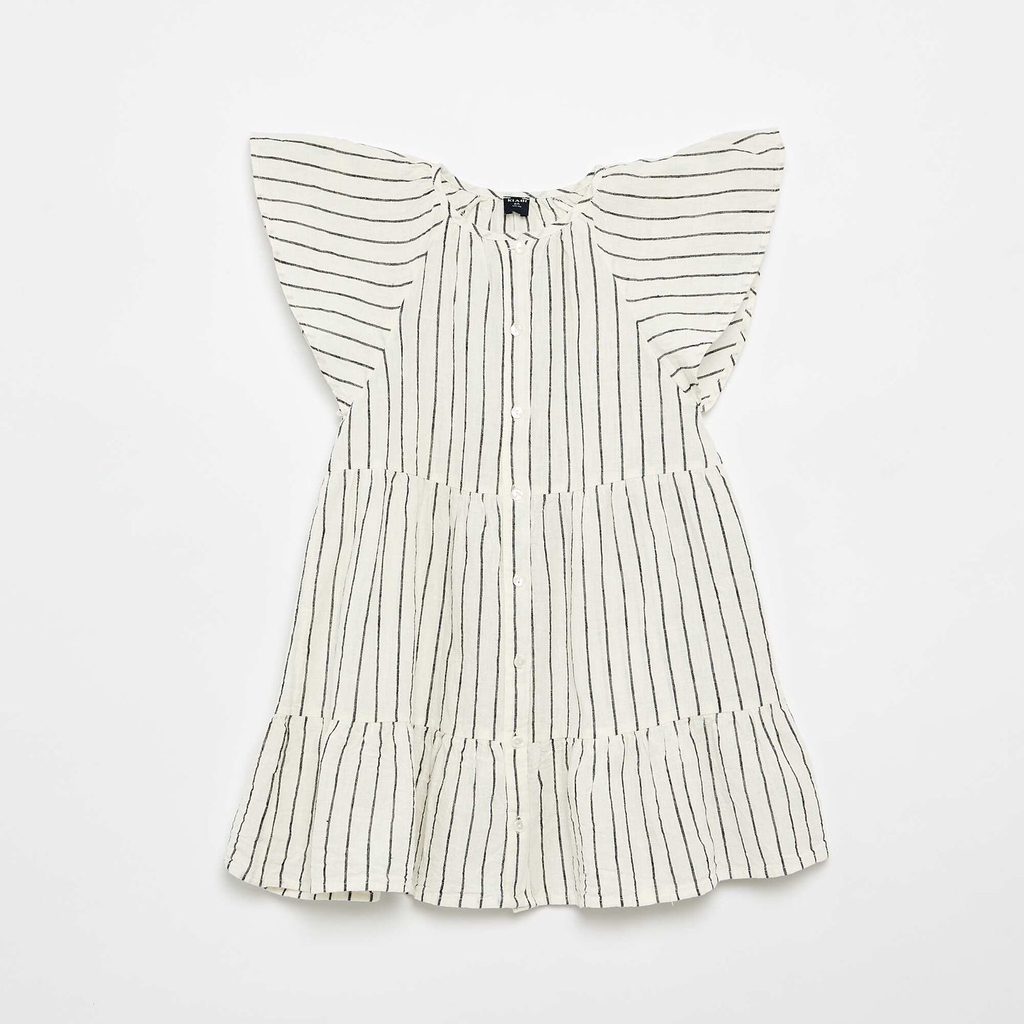 Robe rayée à coupe évasée ECRU