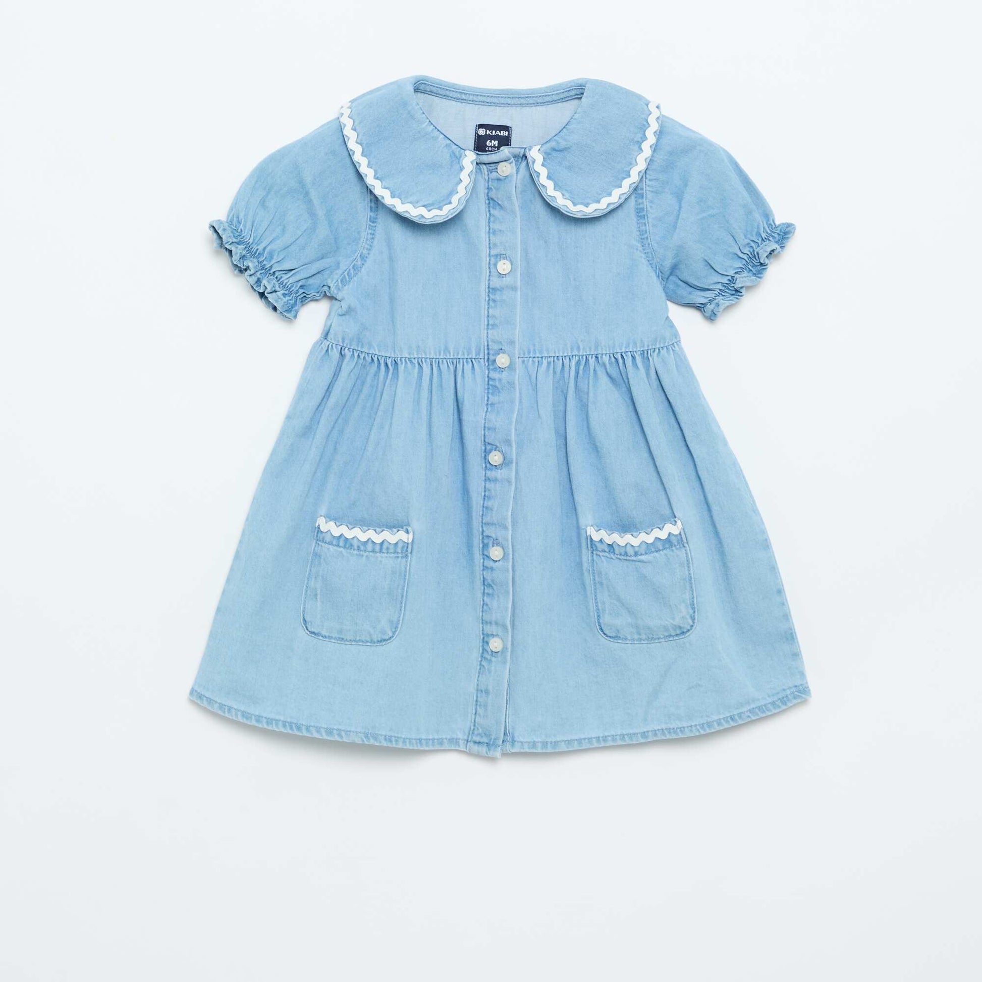 Robe forme chemise à manches courtes BLEU