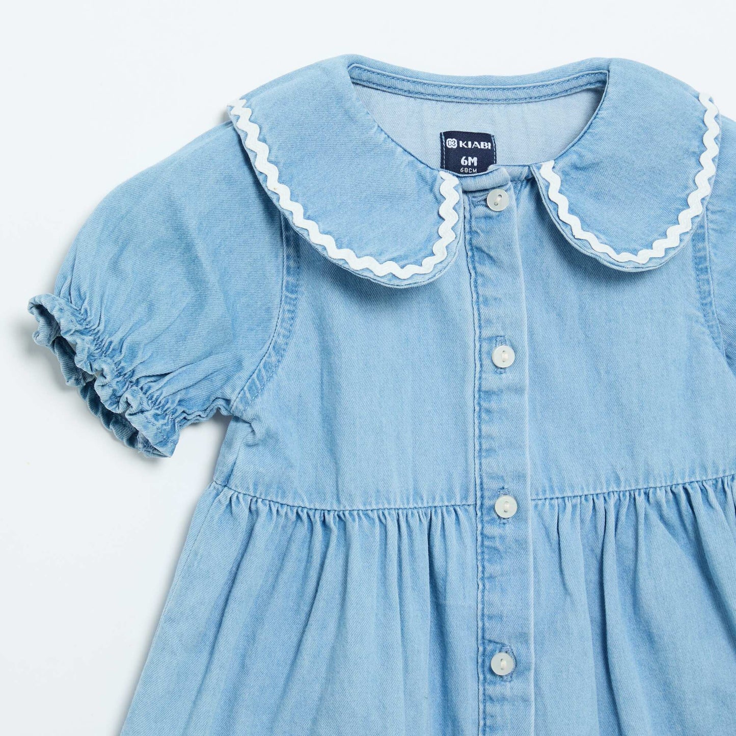 Robe forme chemise à manches courtes BLEU