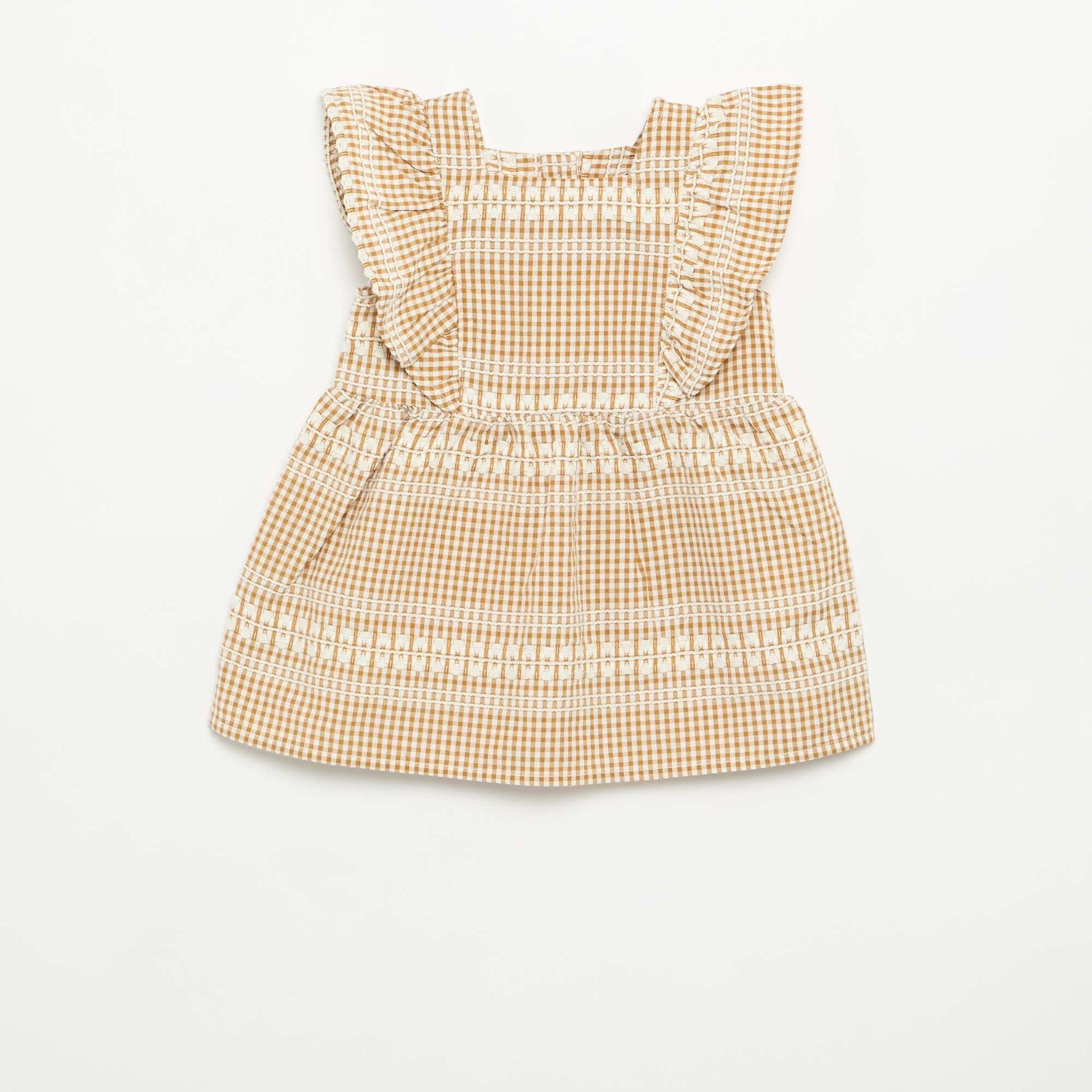 Robe à volants et motif à carreaux MARRON