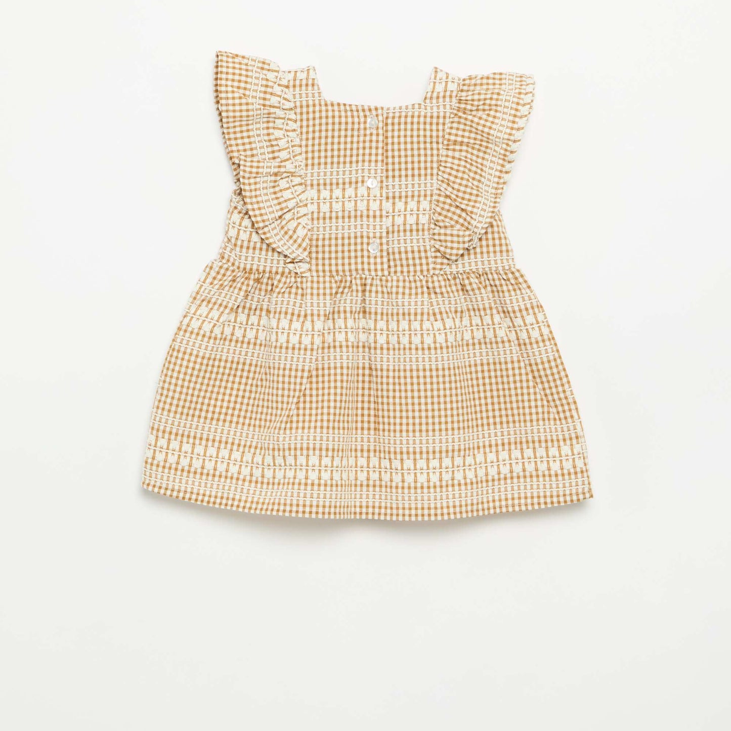Robe à volants et motif à carreaux MARRON