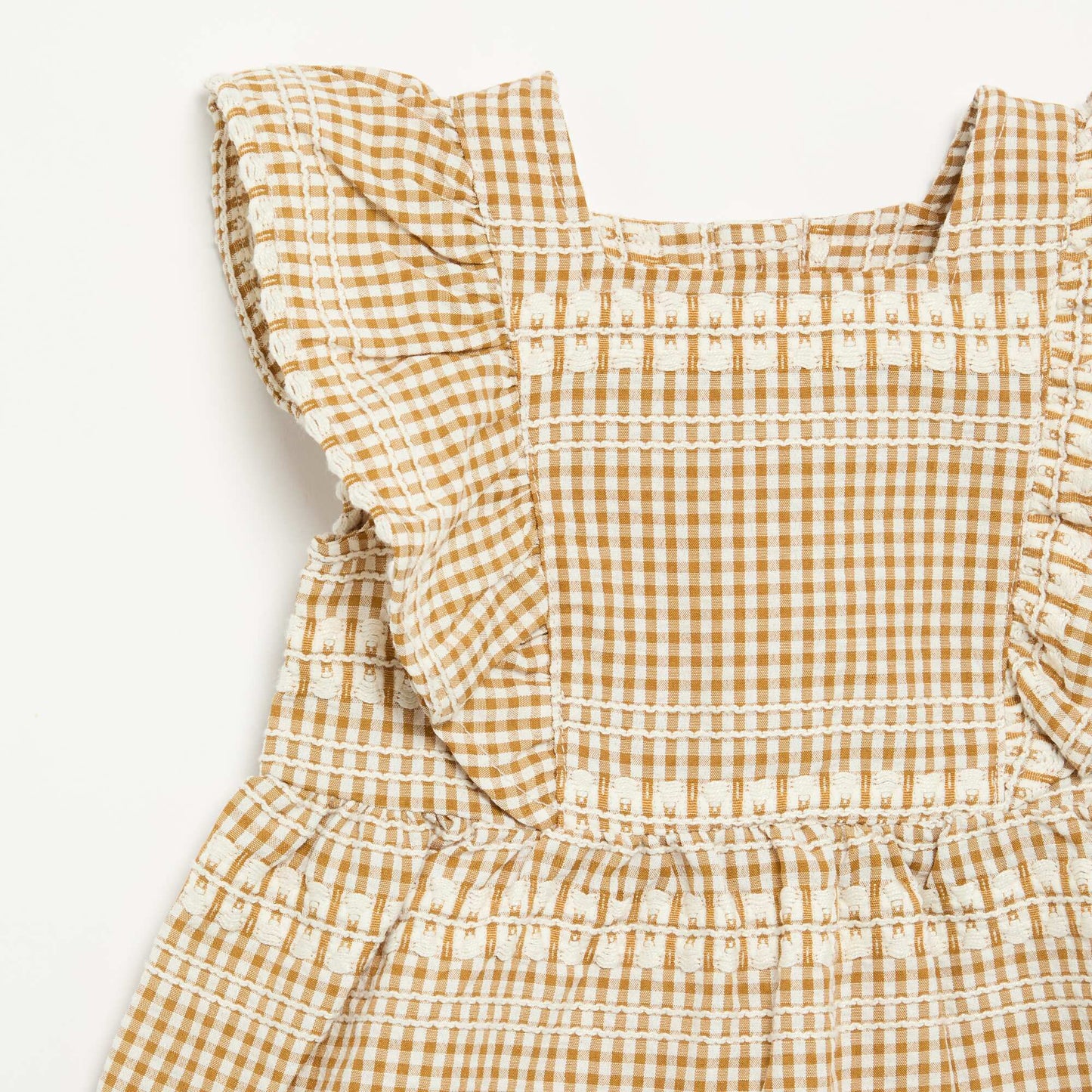Robe à volants et motif à carreaux MARRON