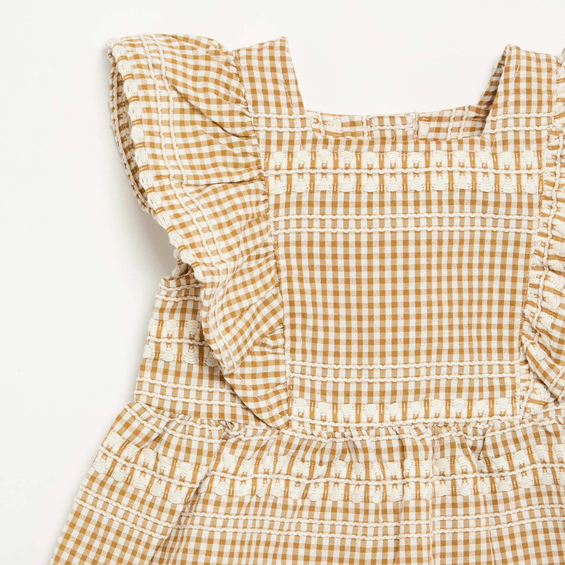 Robe à volants et motif à carreaux MARRON