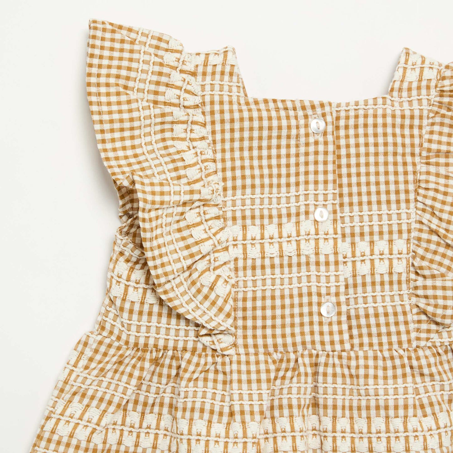 Robe à volants et motif à carreaux MARRON