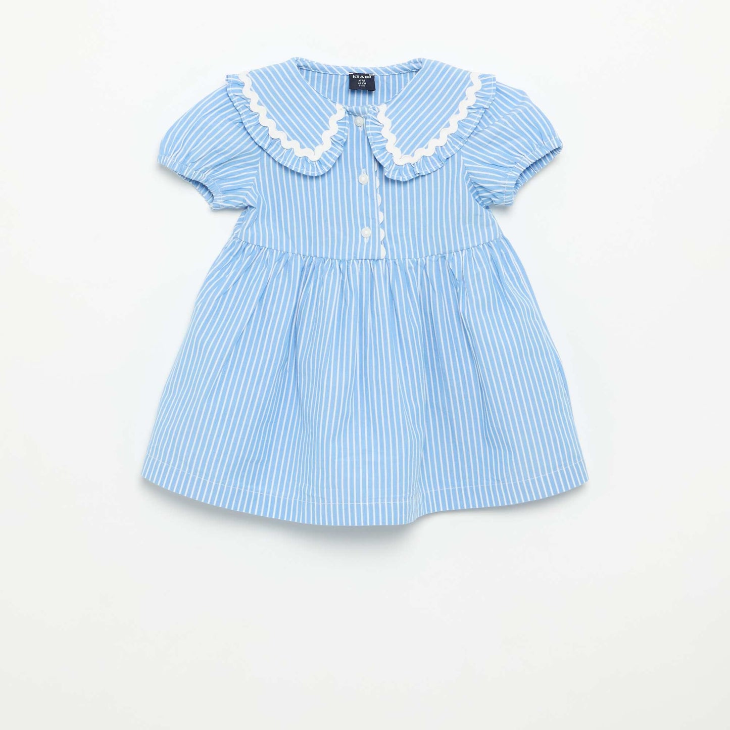 Robe en popeline à manches courtes avec col claudine BLEU