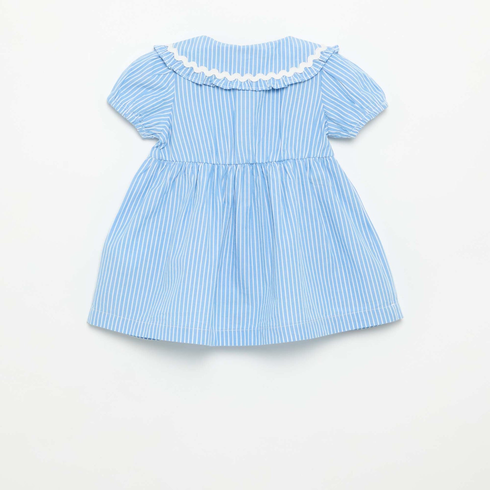 Robe en popeline à manches courtes avec col claudine BLEU