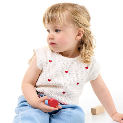 Pull en tricot avec broderies 'cœurs' BLANC