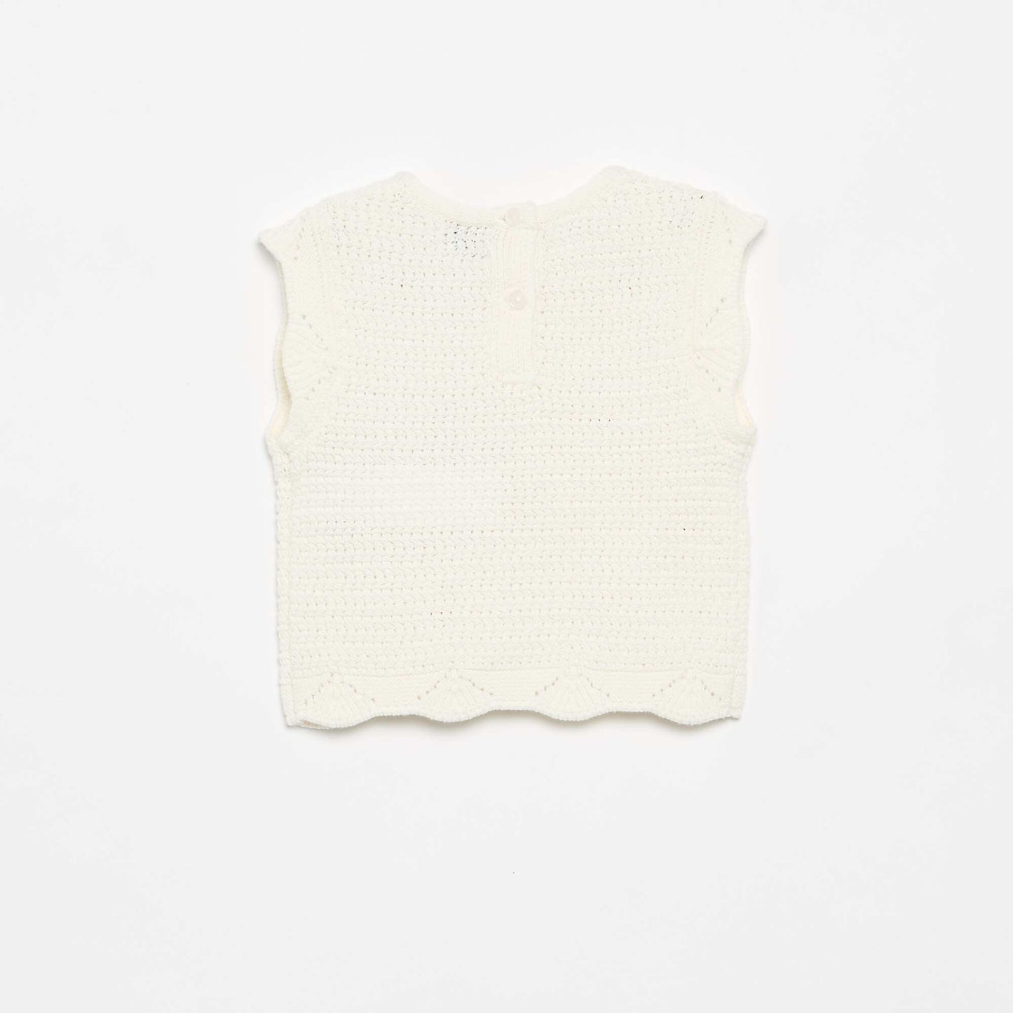 Pull en tricot avec broderies 'cœurs' BLANC