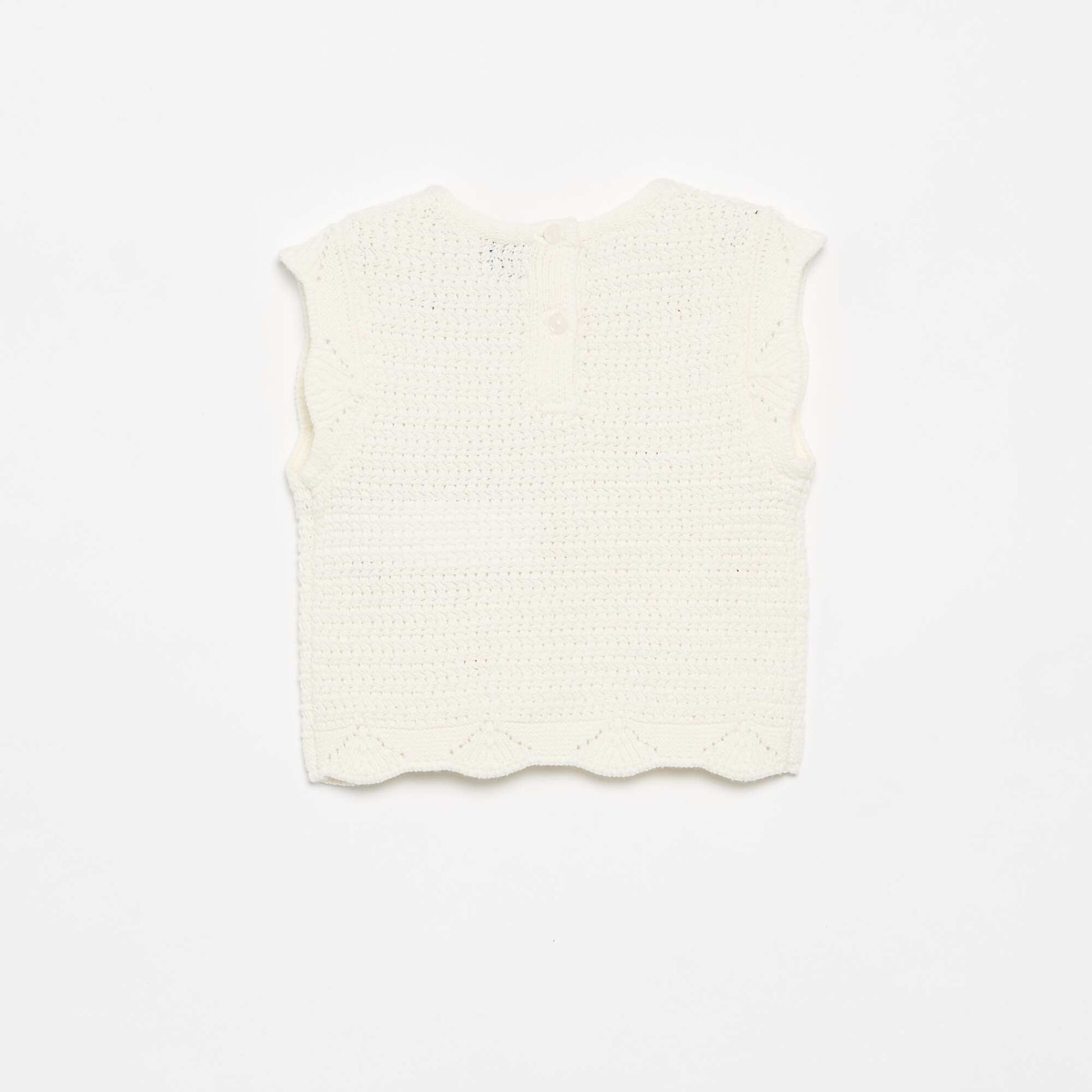 Pull en tricot avec broderies 'cœurs' BLANC
