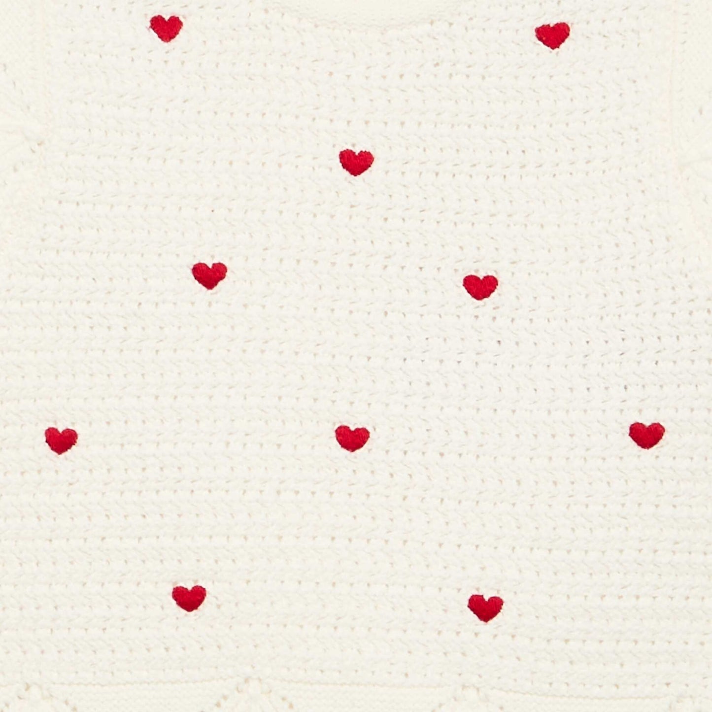 Pull en tricot avec broderies 'cœurs' BLANC