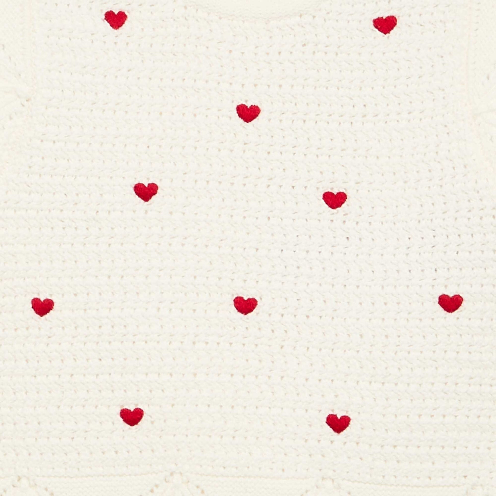 Pull en tricot avec broderies 'cœurs' BLANC