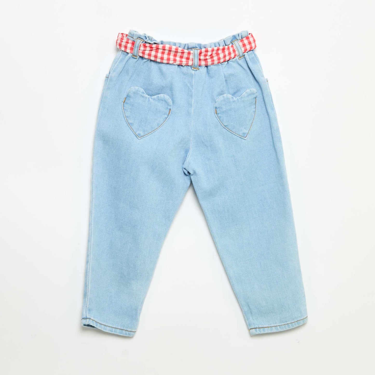 Pantalon en denim + ceinture à nouer BLANC
