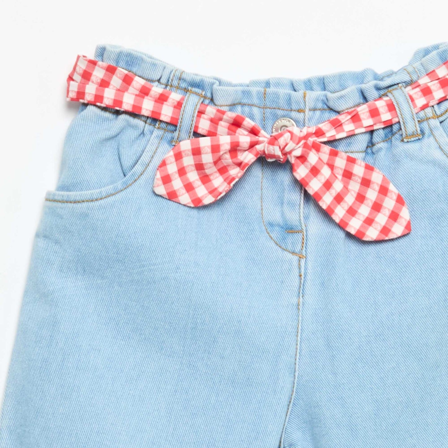 Pantalon en denim + ceinture à nouer BLANC