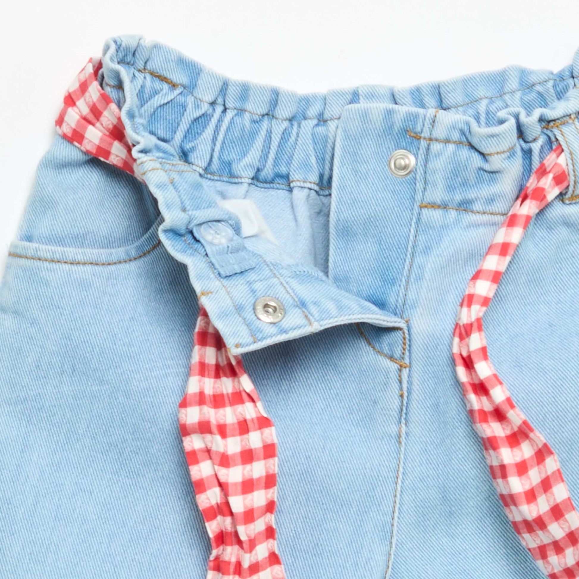Pantalon en denim + ceinture à nouer BLANC