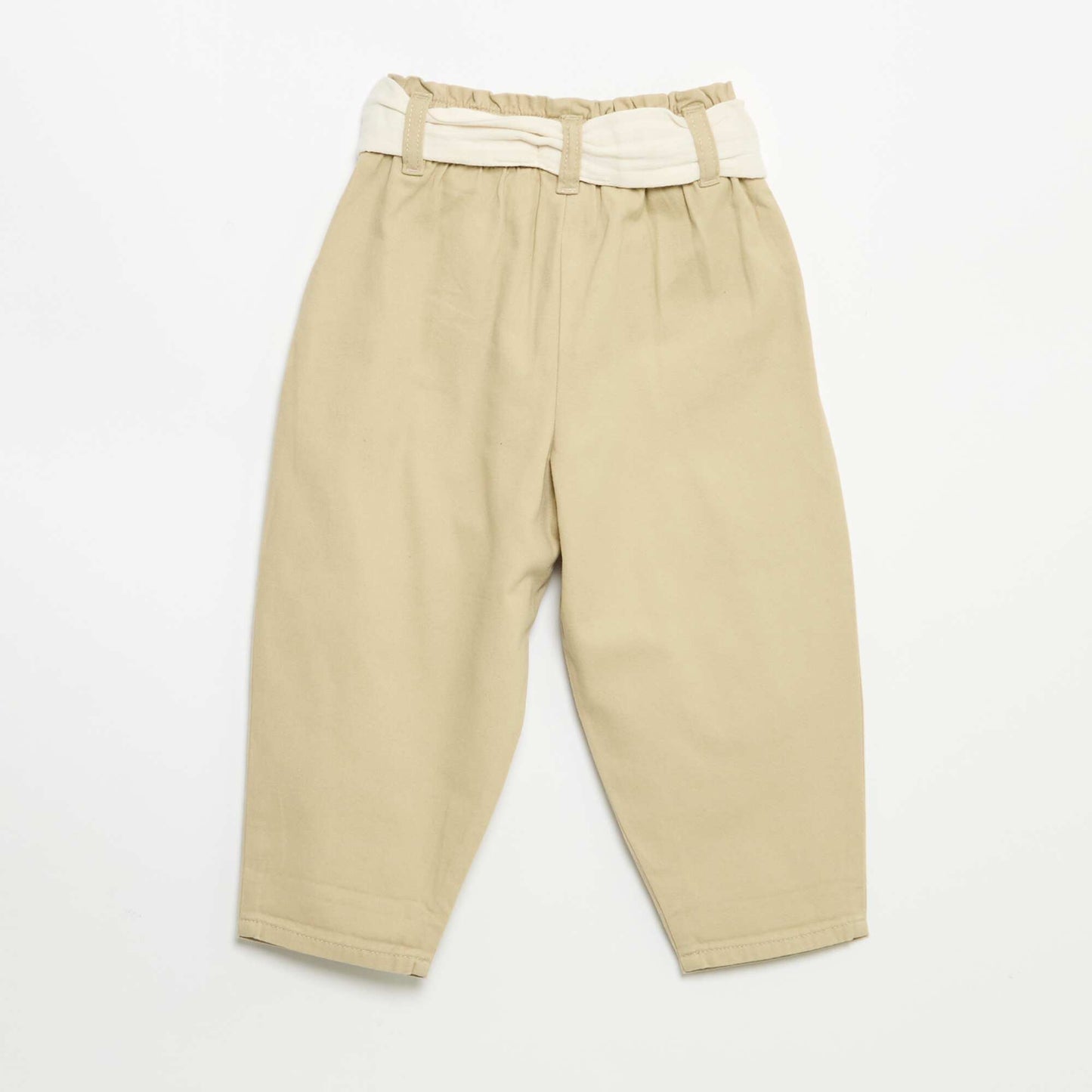 Pantalon en twill + ceinture à nouer BEIGE