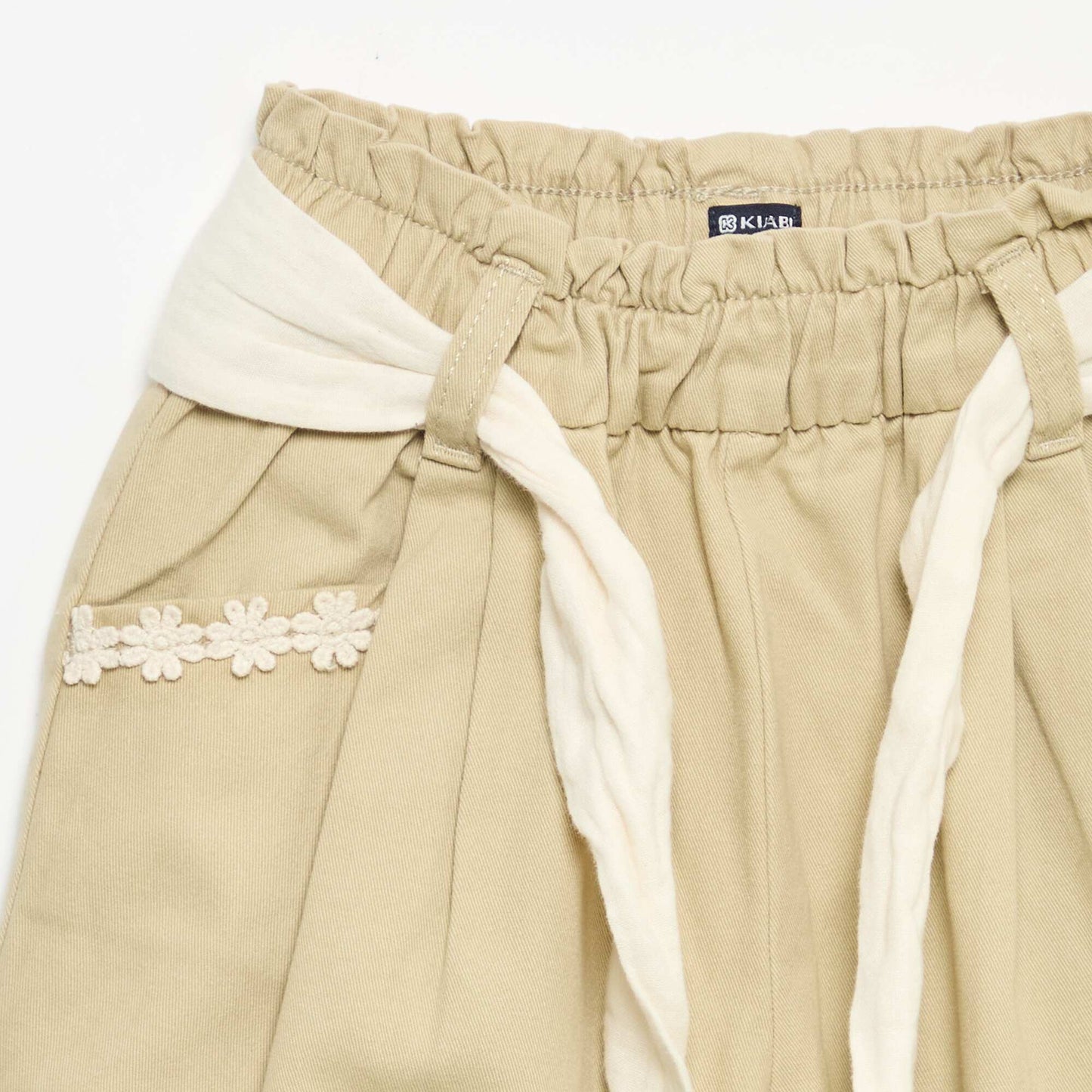 Pantalon en twill + ceinture à nouer BEIGE