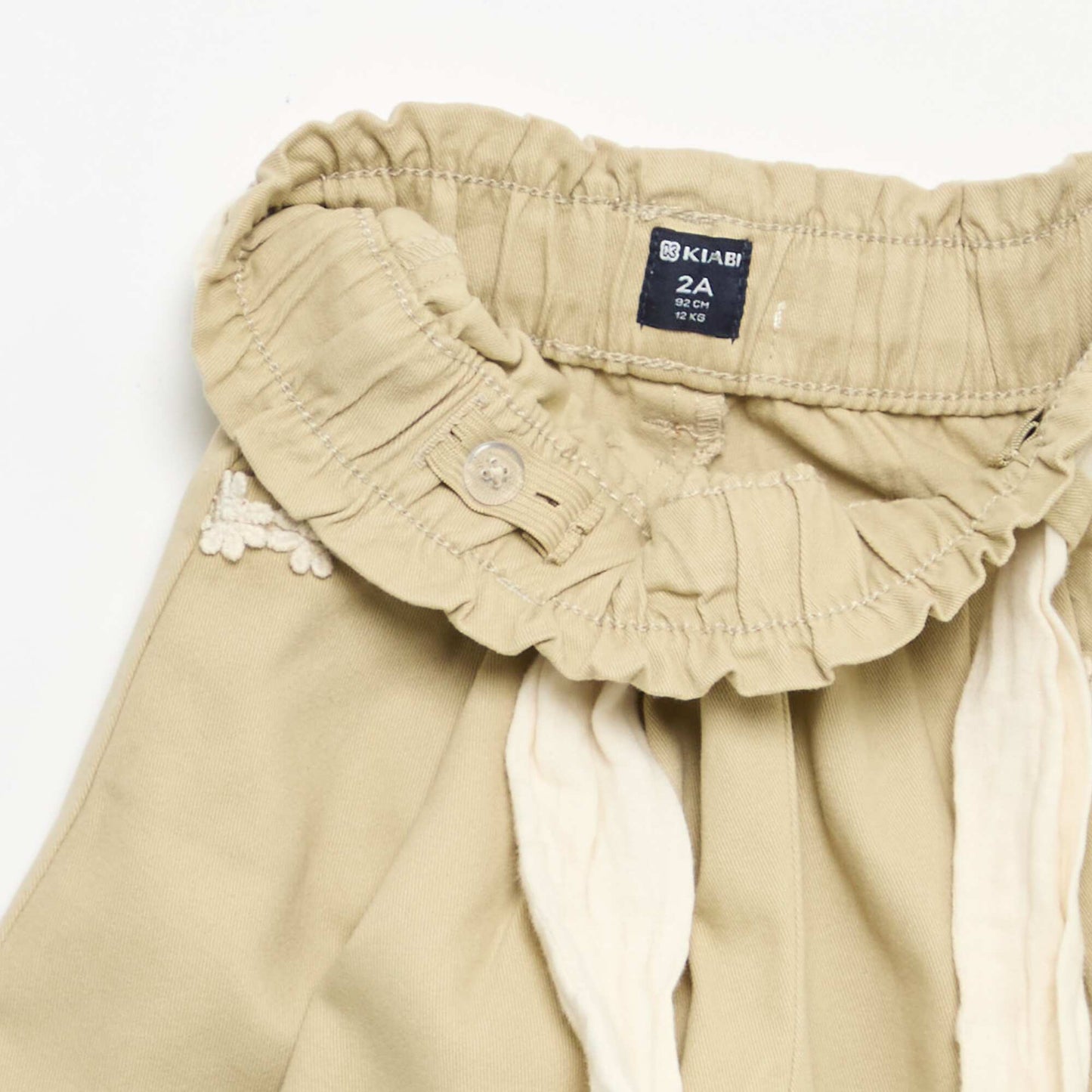 Pantalon en twill + ceinture à nouer BEIGE