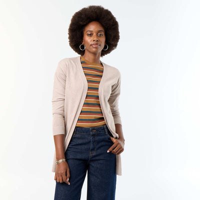 Gilet court ouvert en maille fine jauge BEIGE