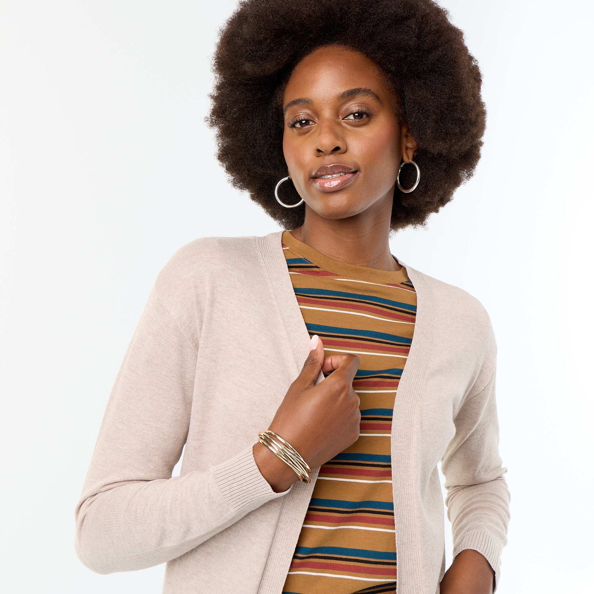 Gilet court ouvert en maille fine jauge BEIGE