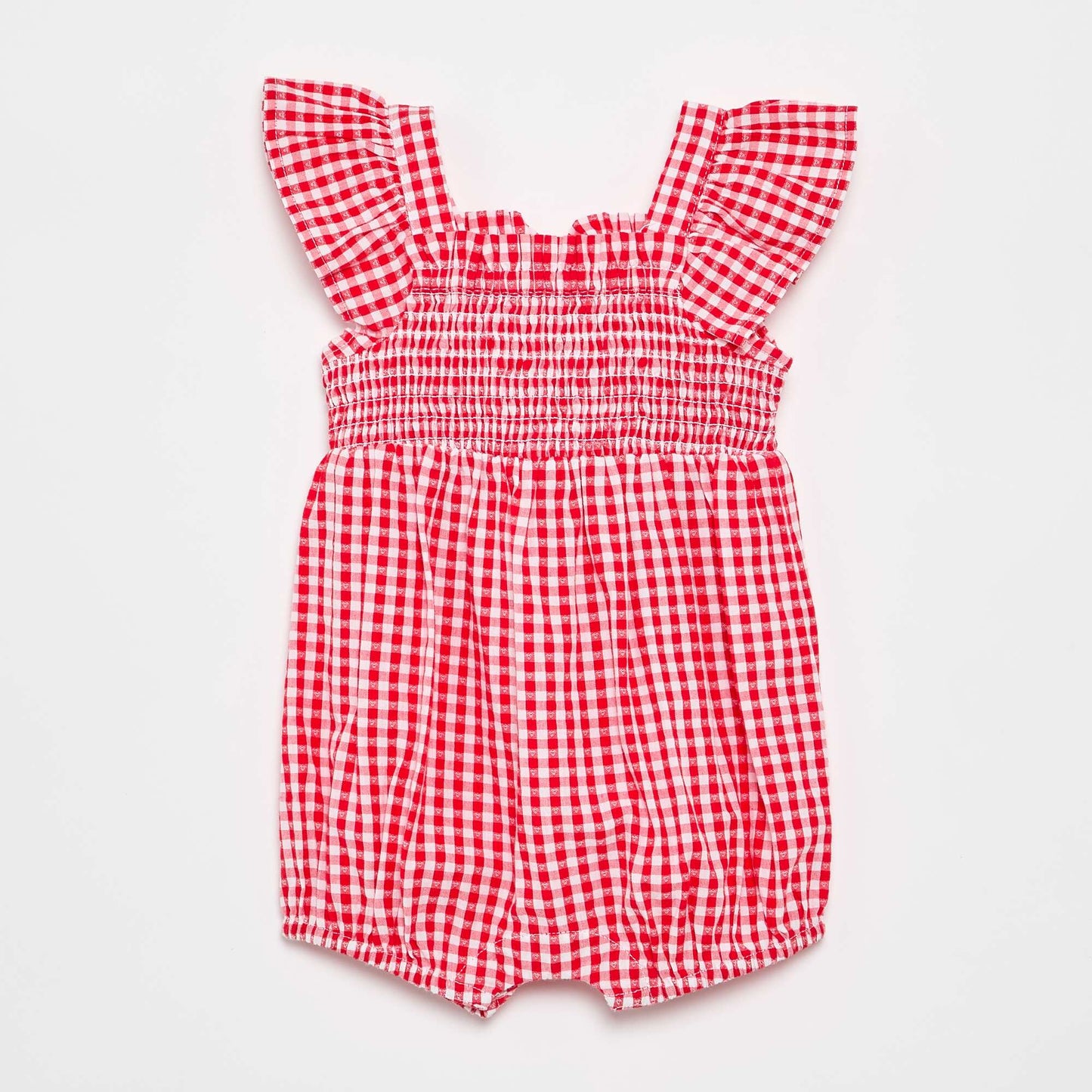 Combinaison short Vichy avec volant ROUGE