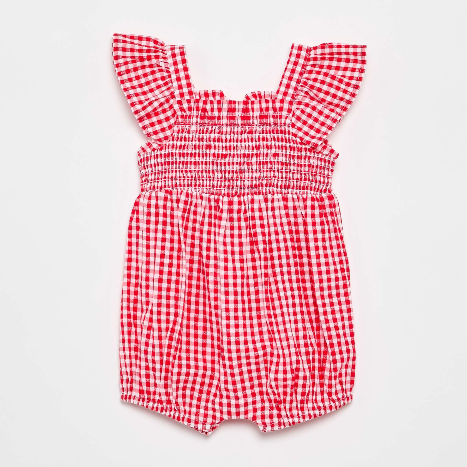 Combinaison short Vichy avec volant ROUGE