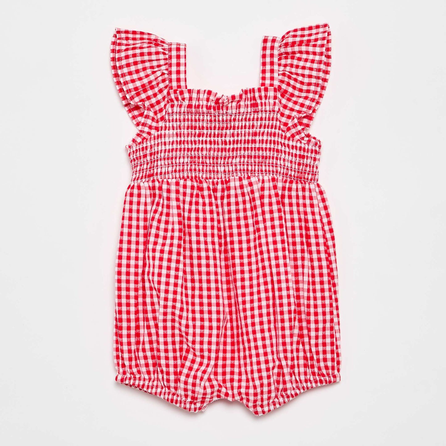 Combinaison short Vichy avec volant ROUGE