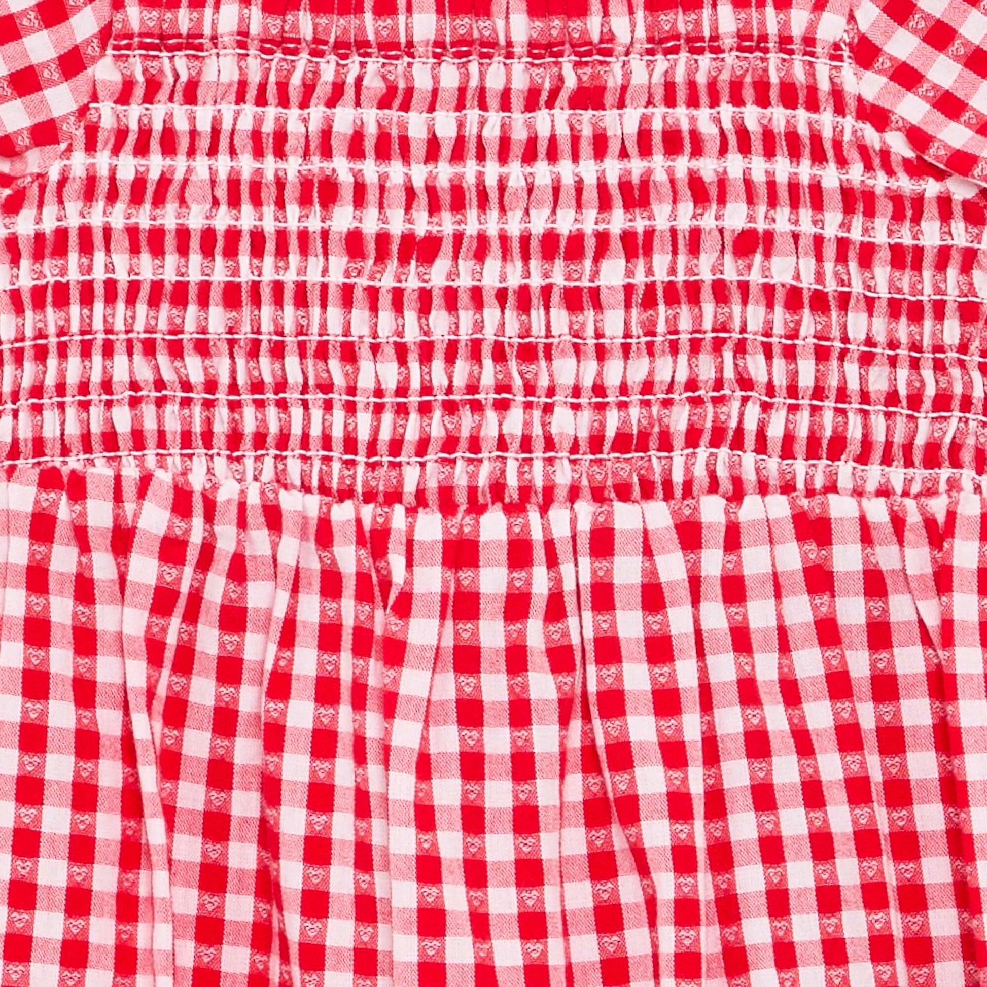 Combinaison short Vichy avec volant ROUGE