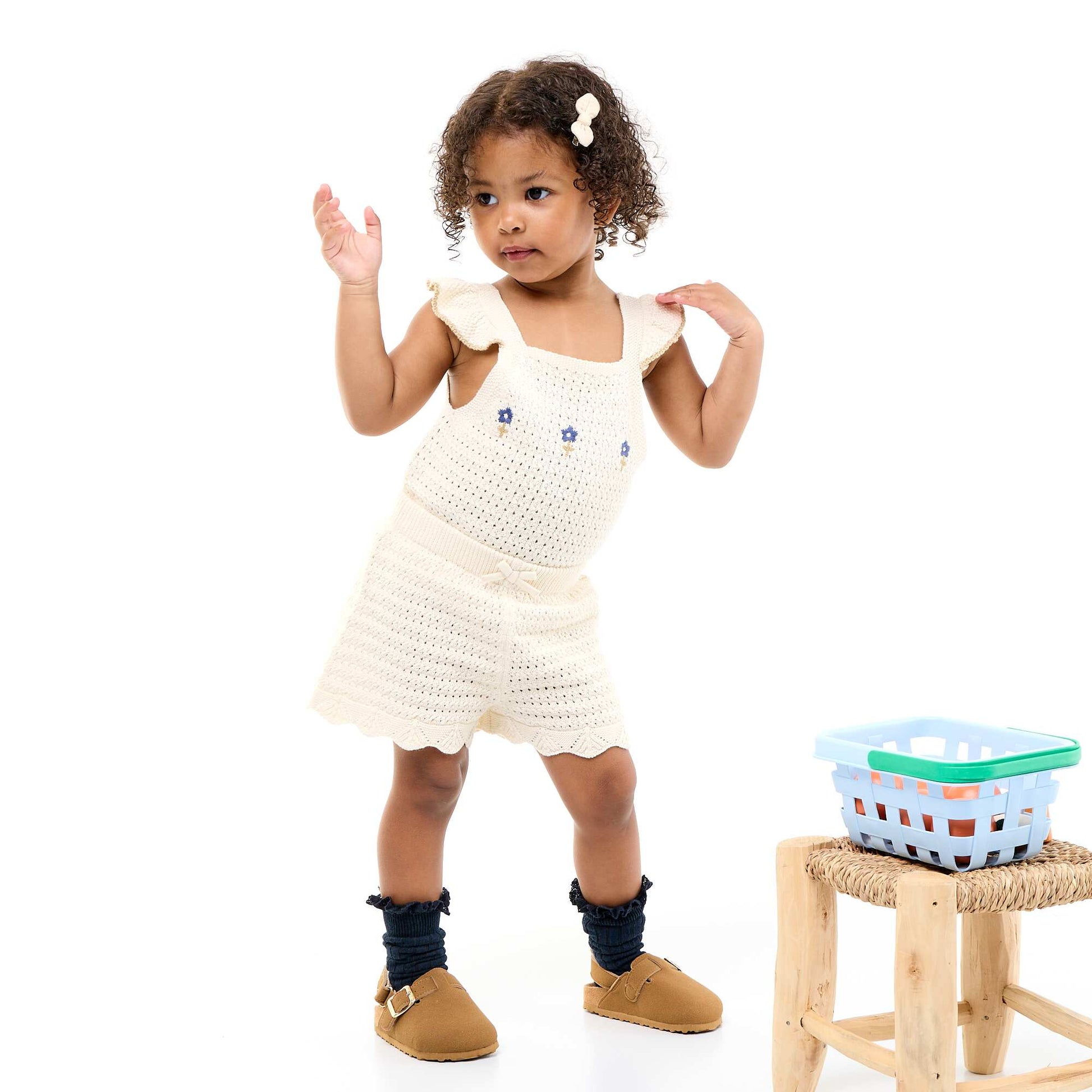Short en tricot uni BLANC