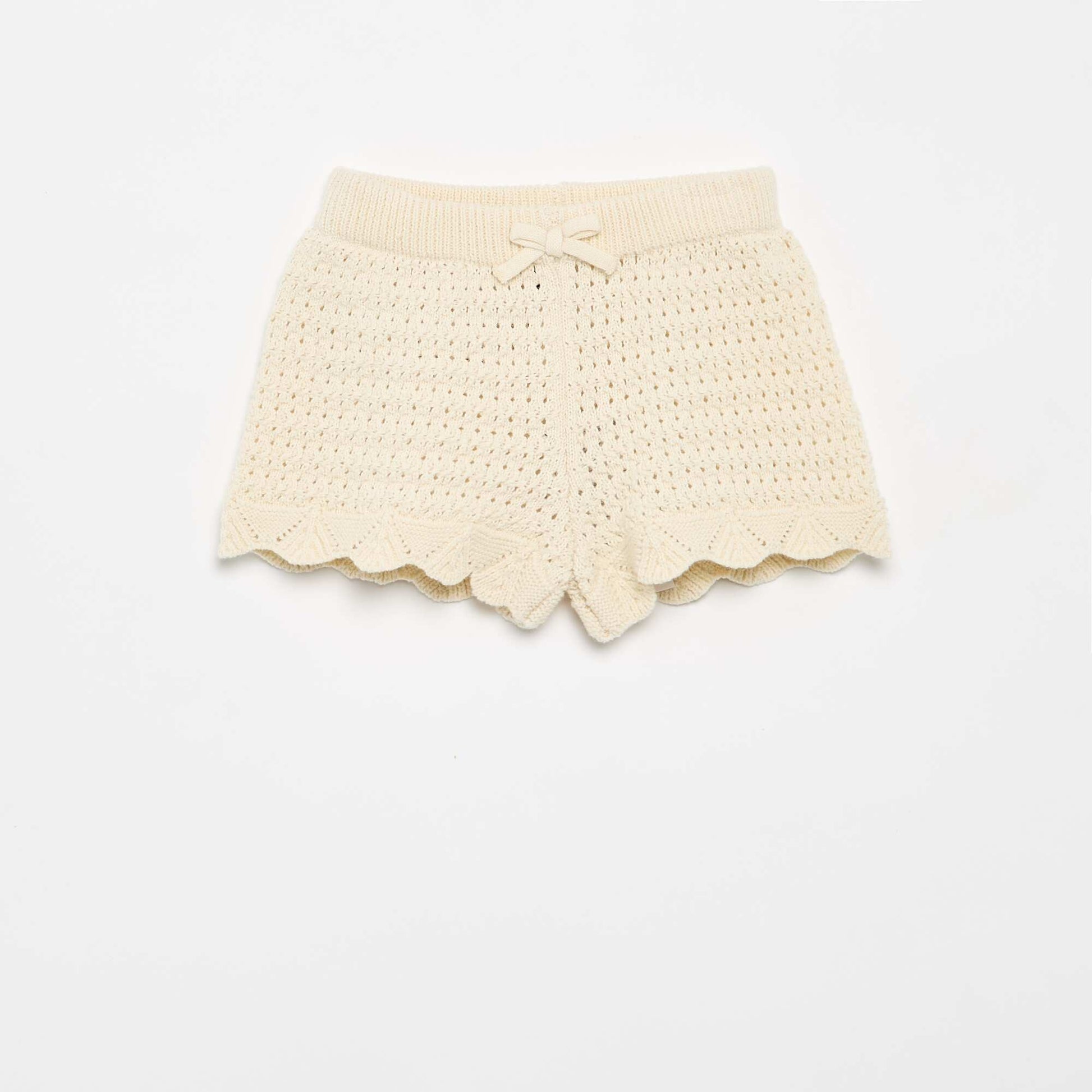 Short en tricot uni BLANC