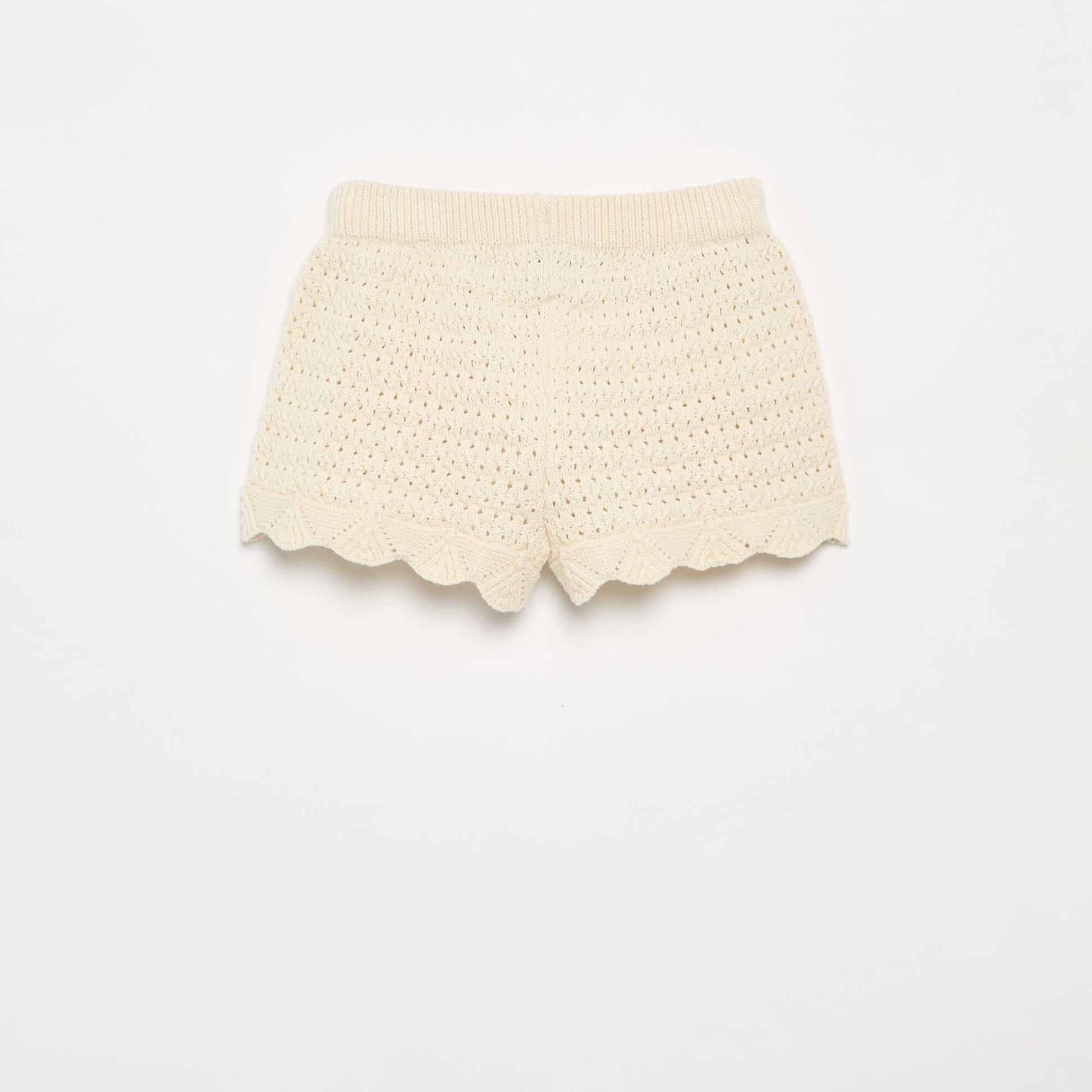 Short en tricot uni BLANC