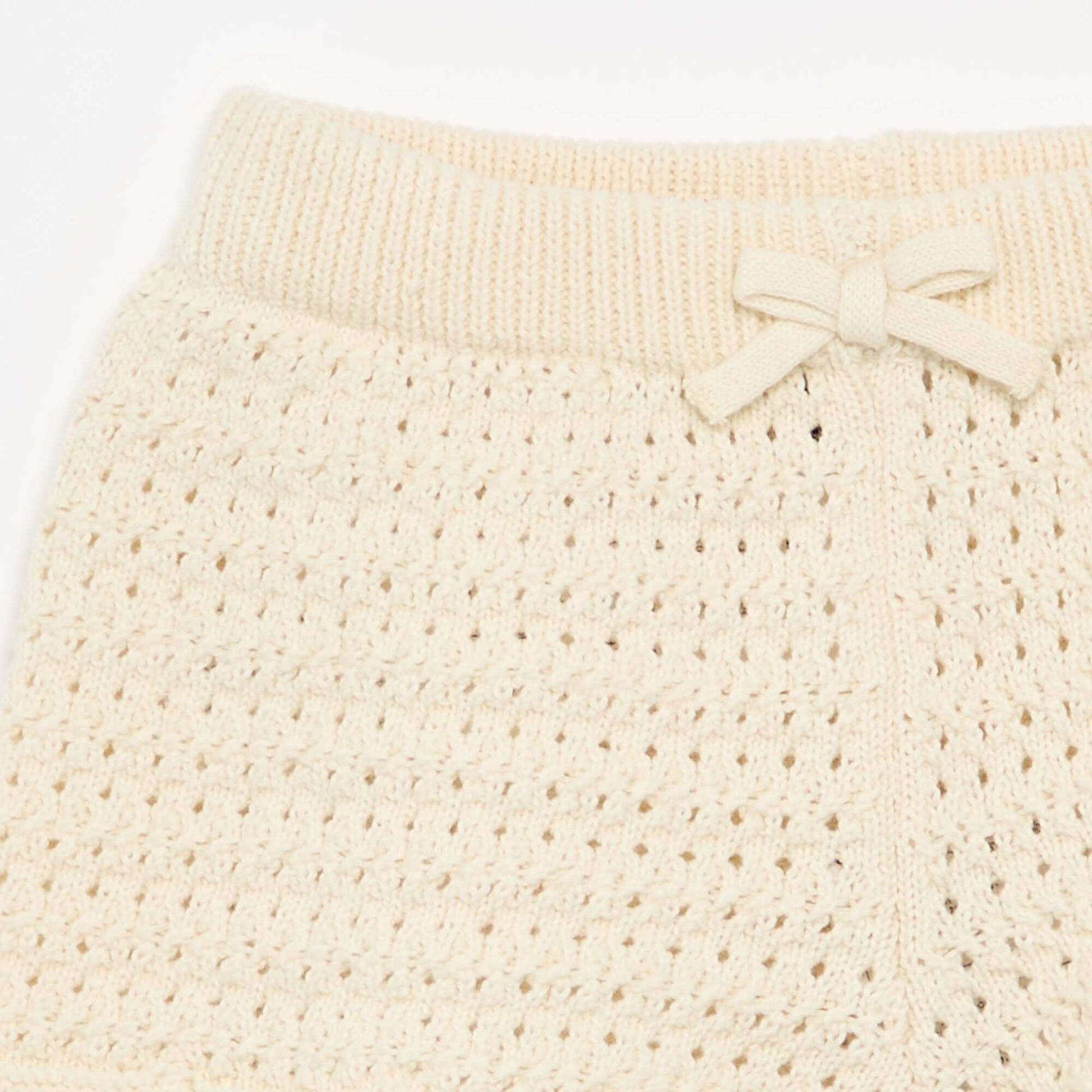Short en tricot uni BLANC