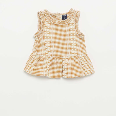 Blouse à volants aux emmanchures MARRON
