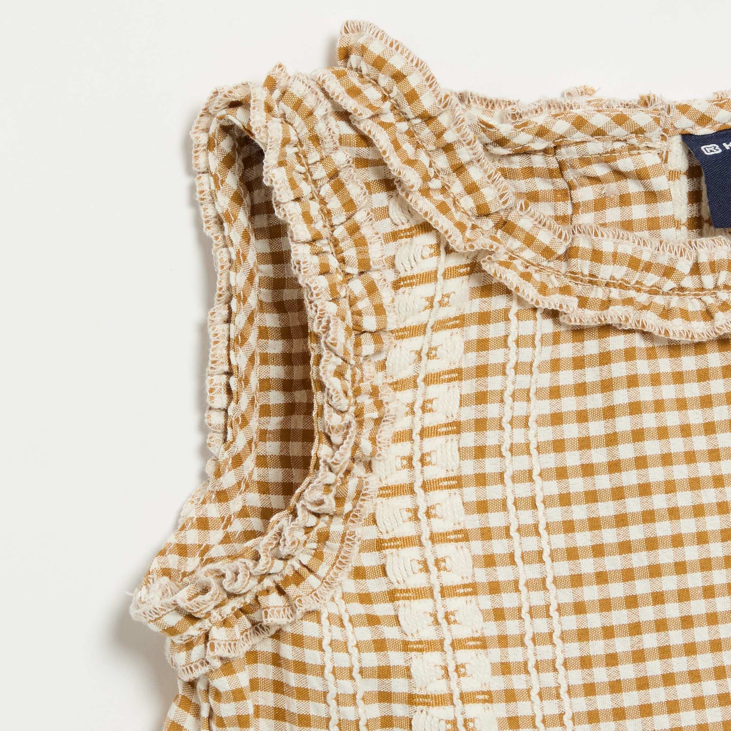 Blouse à volants aux emmanchures MARRON