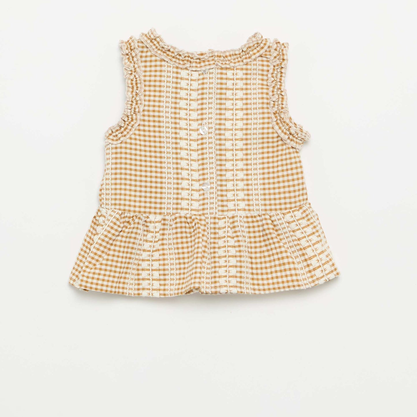 Blouse à volants aux emmanchures MARRON