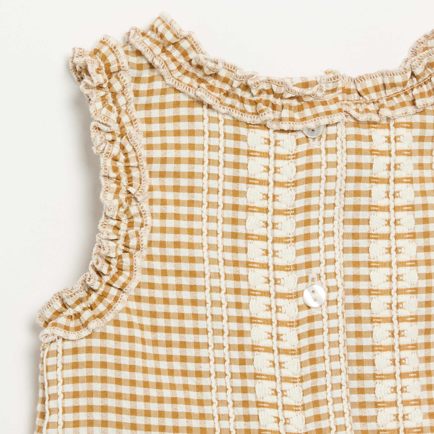 Blouse à volants aux emmanchures MARRON
