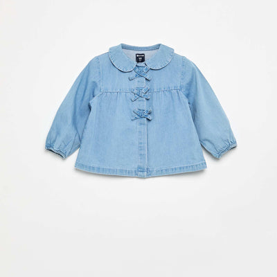Chemisier à manches longues en denim BLEU